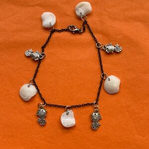 Seahorses and sea glass anklet